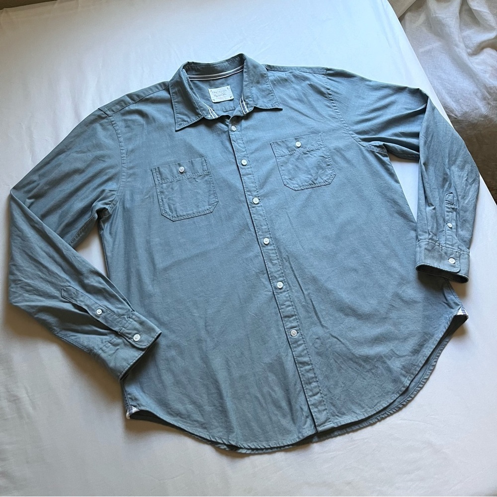 CORTEFIEL blue organic cotton long sleeve button up shirt‎